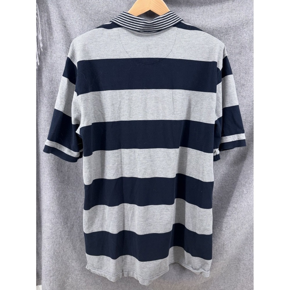 Brooks Brothers Rugby Polo Shirt Men XXL 2XL Striped Blue Gray Embroidered Logo - Picture 7 of 7
